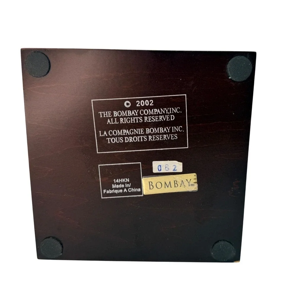Vintage Bombay Company Photo Cube Box Wood Picture Display Storage New Old Stock